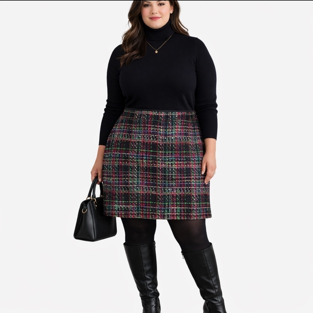 Talbots Wool Blend Tweed Pencil Skirt Multicolor Retro preppy Career Chic 18W